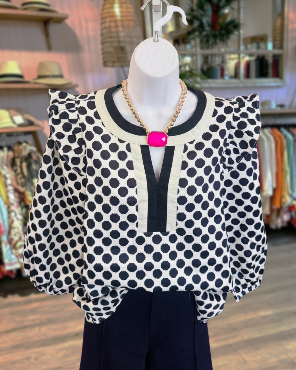 Ruffled Charm Polka Dot Blouse