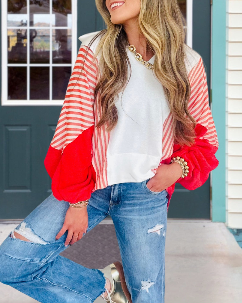 Fashionable Stripe Mix Pullover