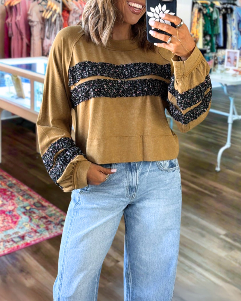 Chic Floral Patch Sweatshirt