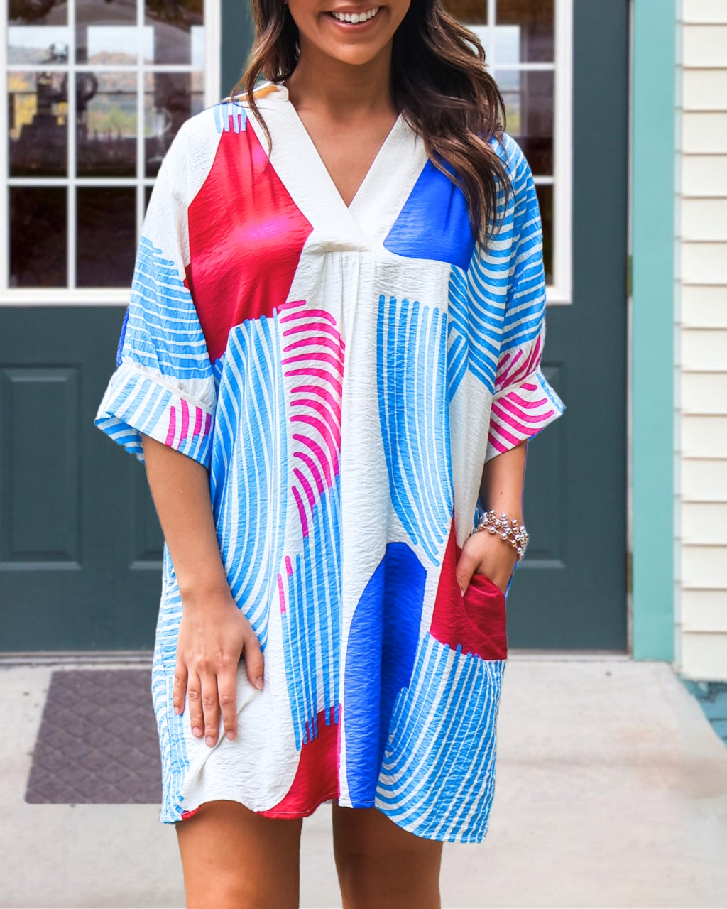 Artistic Color-block Geometric Dress