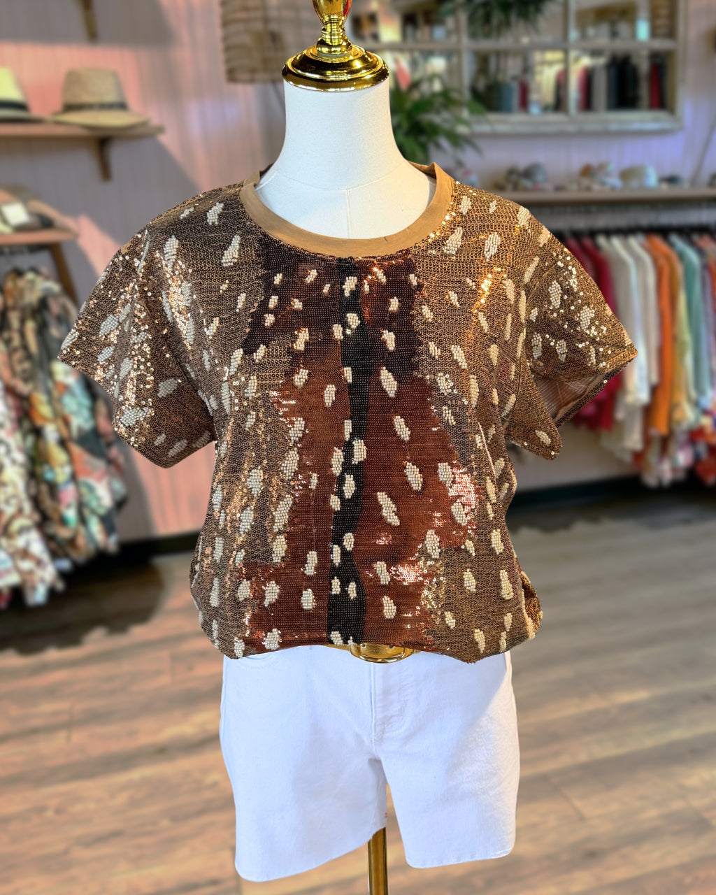 Sequin Deer All Over Tee