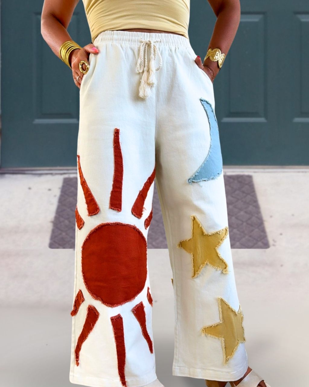 Sun and Star Patch Wide-Leg Pant