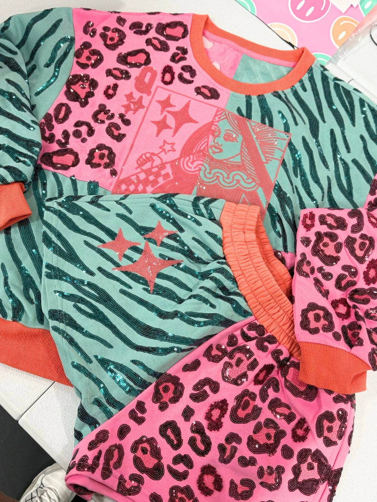 Queen Sequin Leopard Tiger Print Shorts