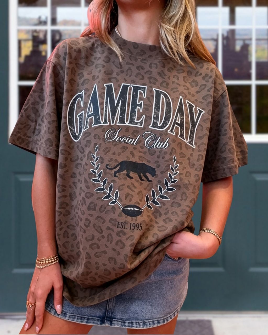 Game Day Football Leopard Print T-shirt