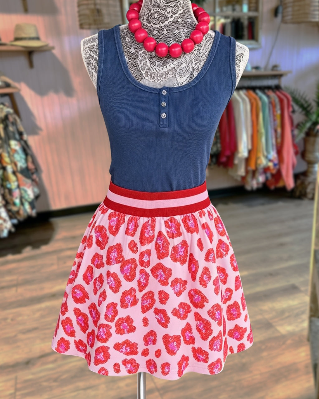 Stylish Leopard Print Sequined Skirt