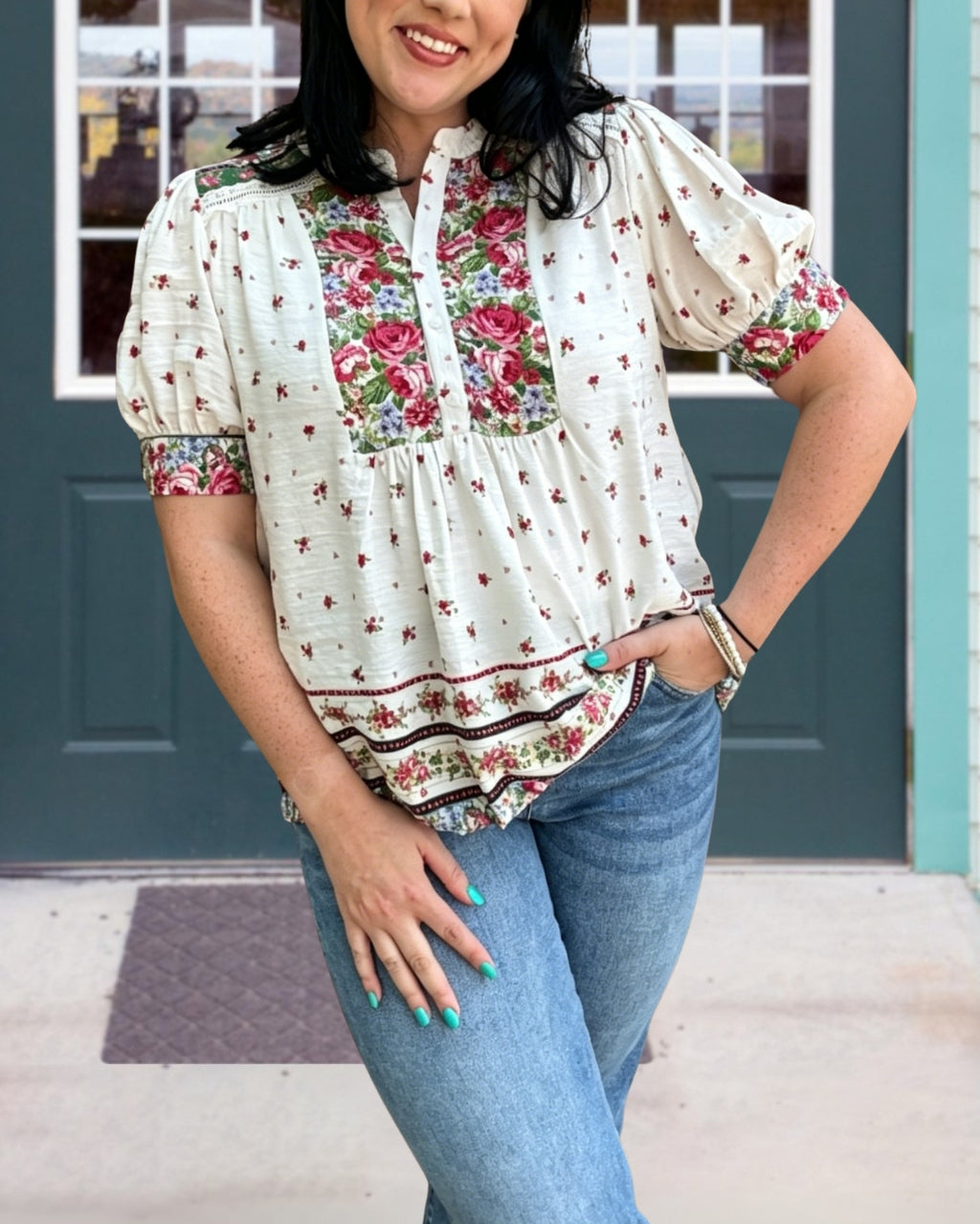 Charming Pastoral Floral Top