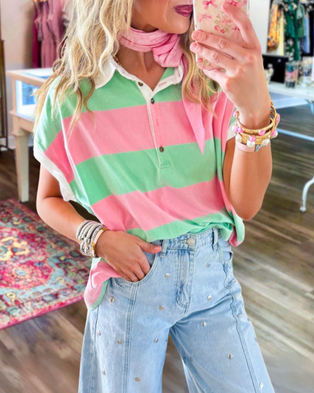 Stylish Color-Block Striped Top