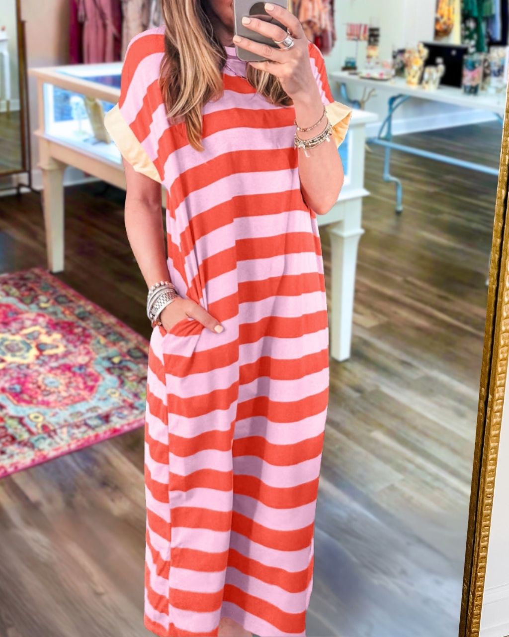 Casual Striped Maxi Dress