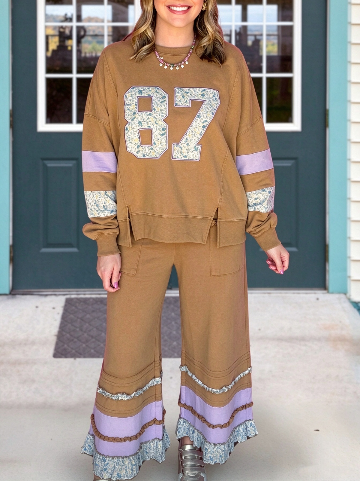 87 Number Embroidery Appliqué Pullover