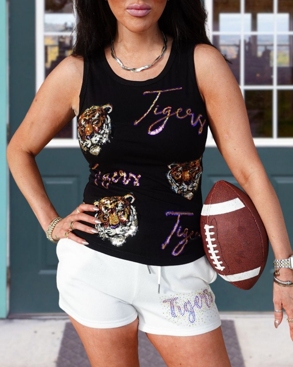 Stylish Tiger Head Sequin Vest
