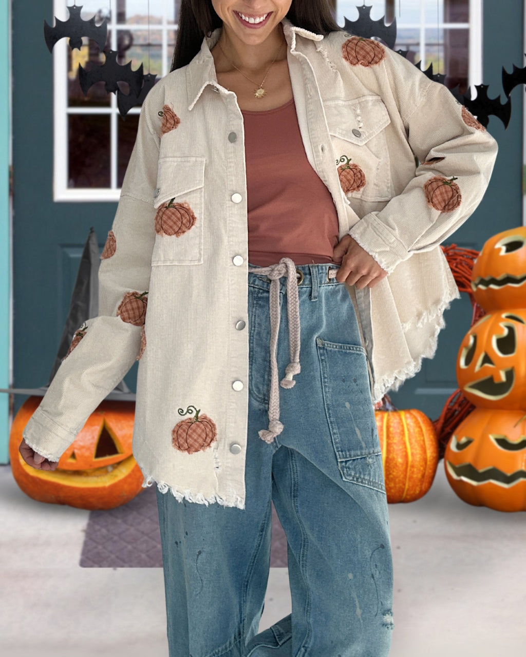 Casual Washed Denim Pumpkin Jacket