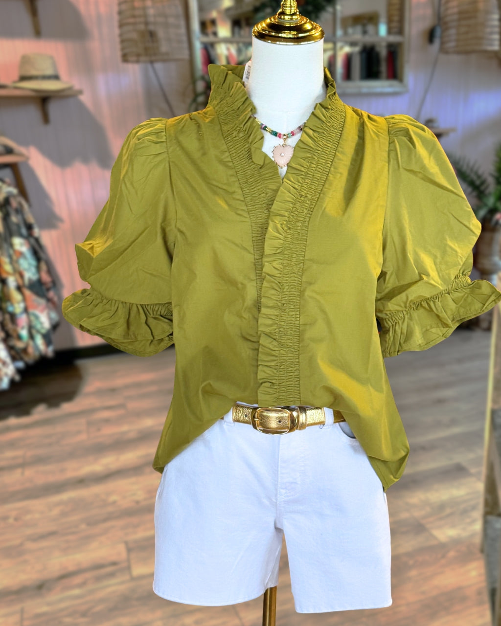 Puff Sleeved Ruffled Top