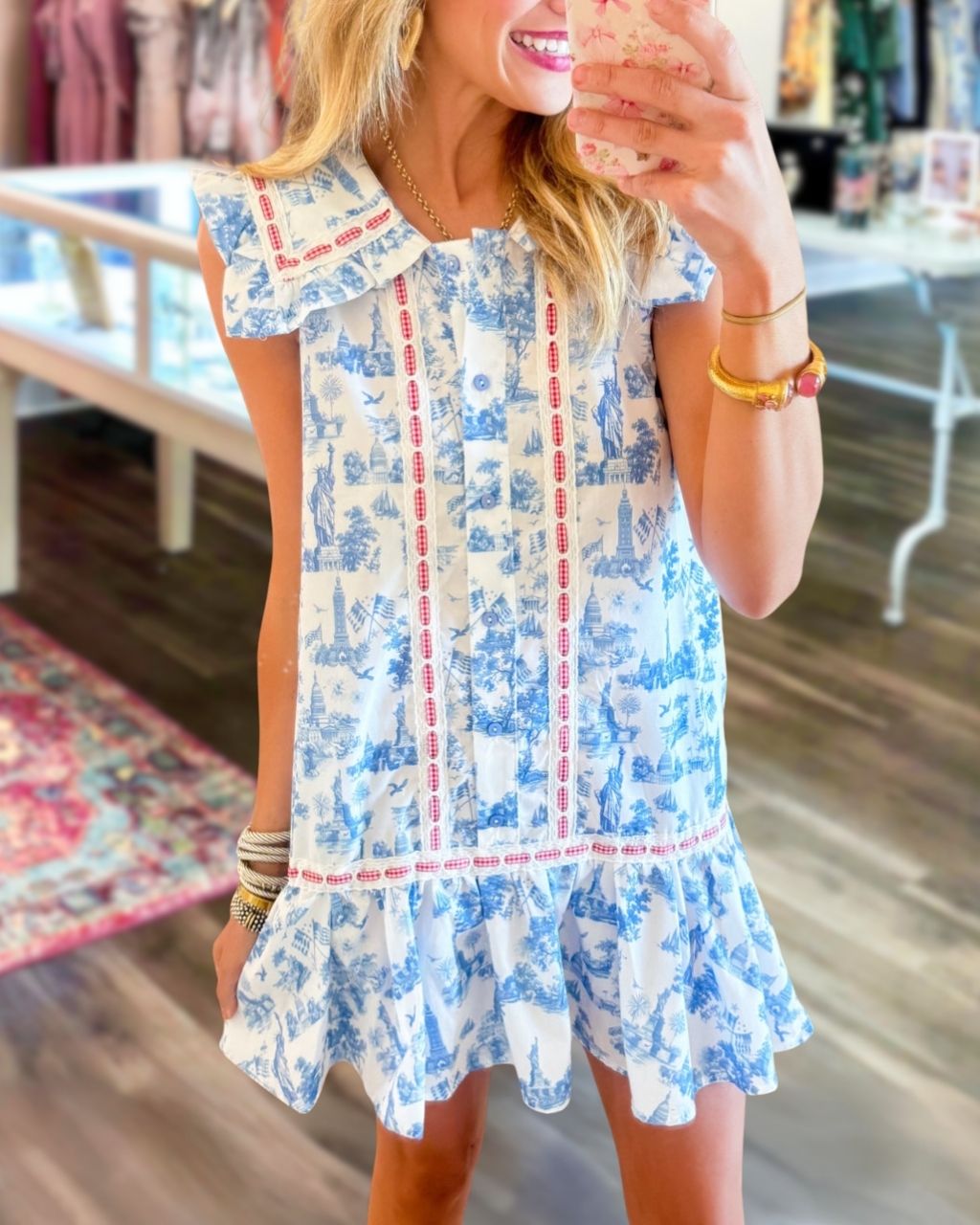 Patriotic Patterned Satin Dress