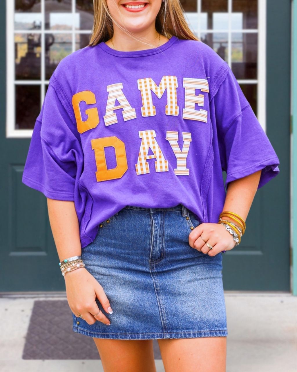Game Day Checkered Patchwork T-shirt