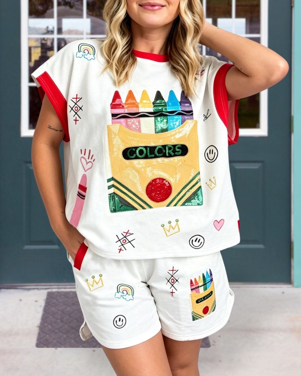 Crayon Sequined Shorts Set