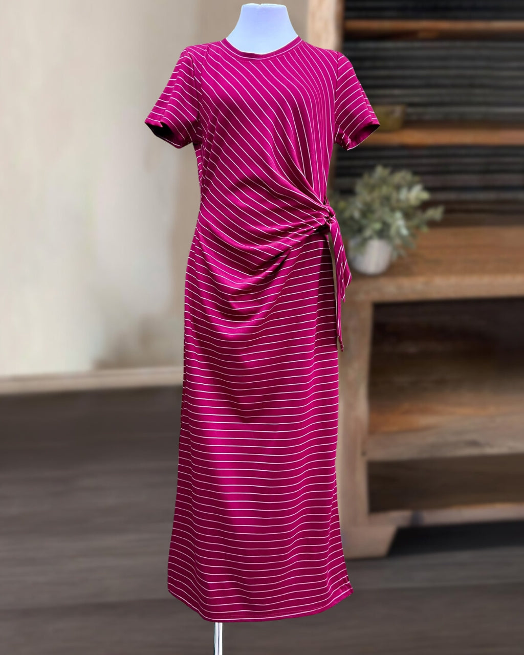 Elegant Striped Knot Dress
