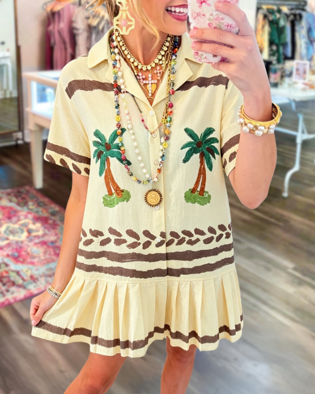 Resort-style Coconut Tree Dress