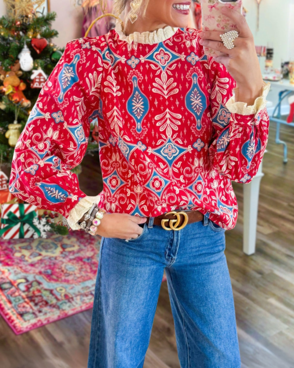 Bohemian Ruffle Satin Top