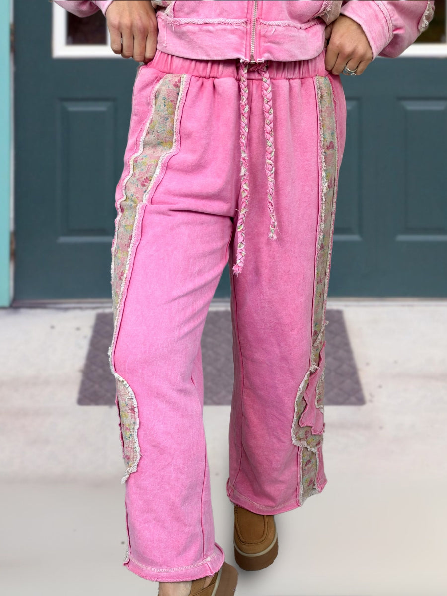 Floral Frayed Patchwork Pants