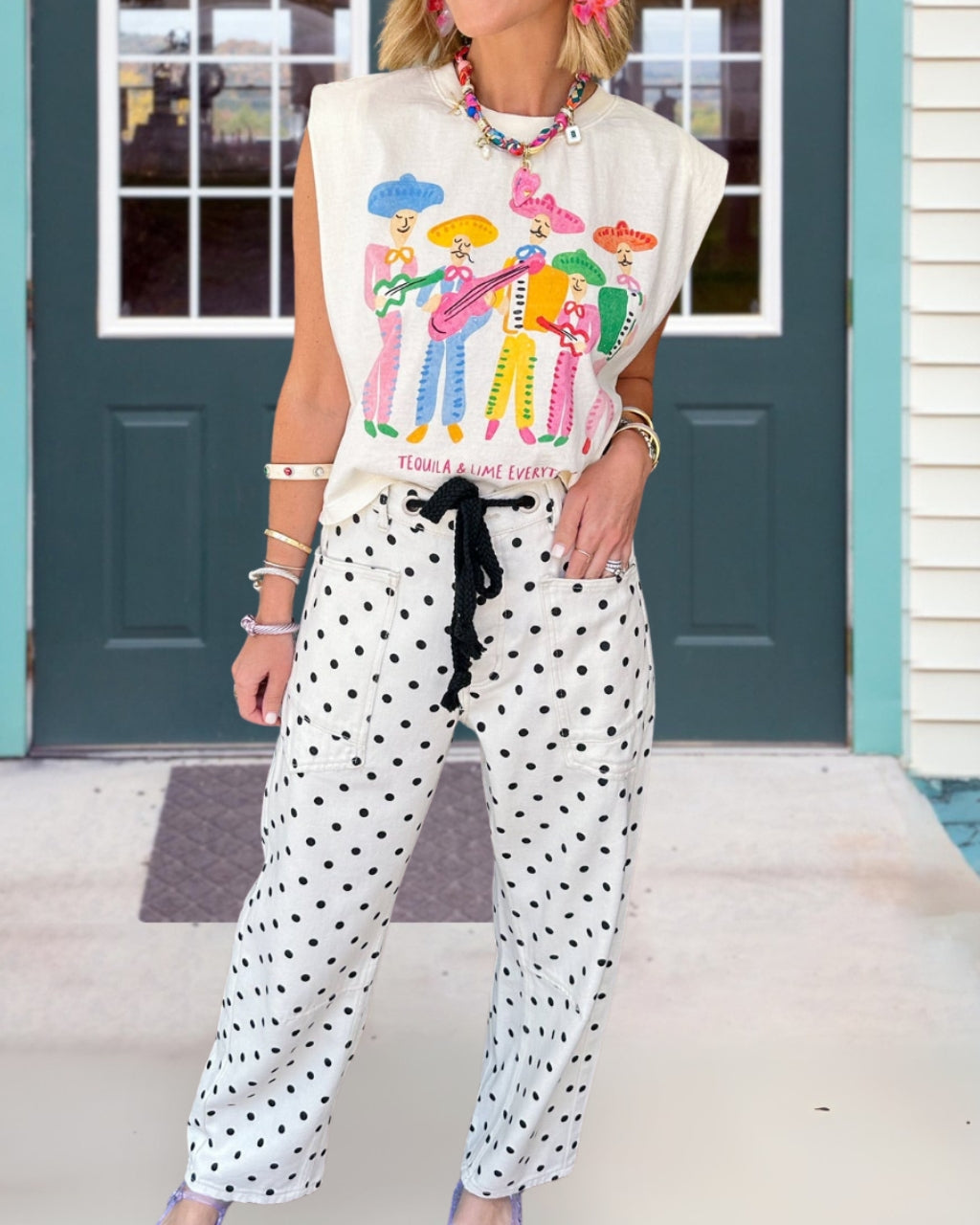 Stylish Polka-Dot Drawstring Pants