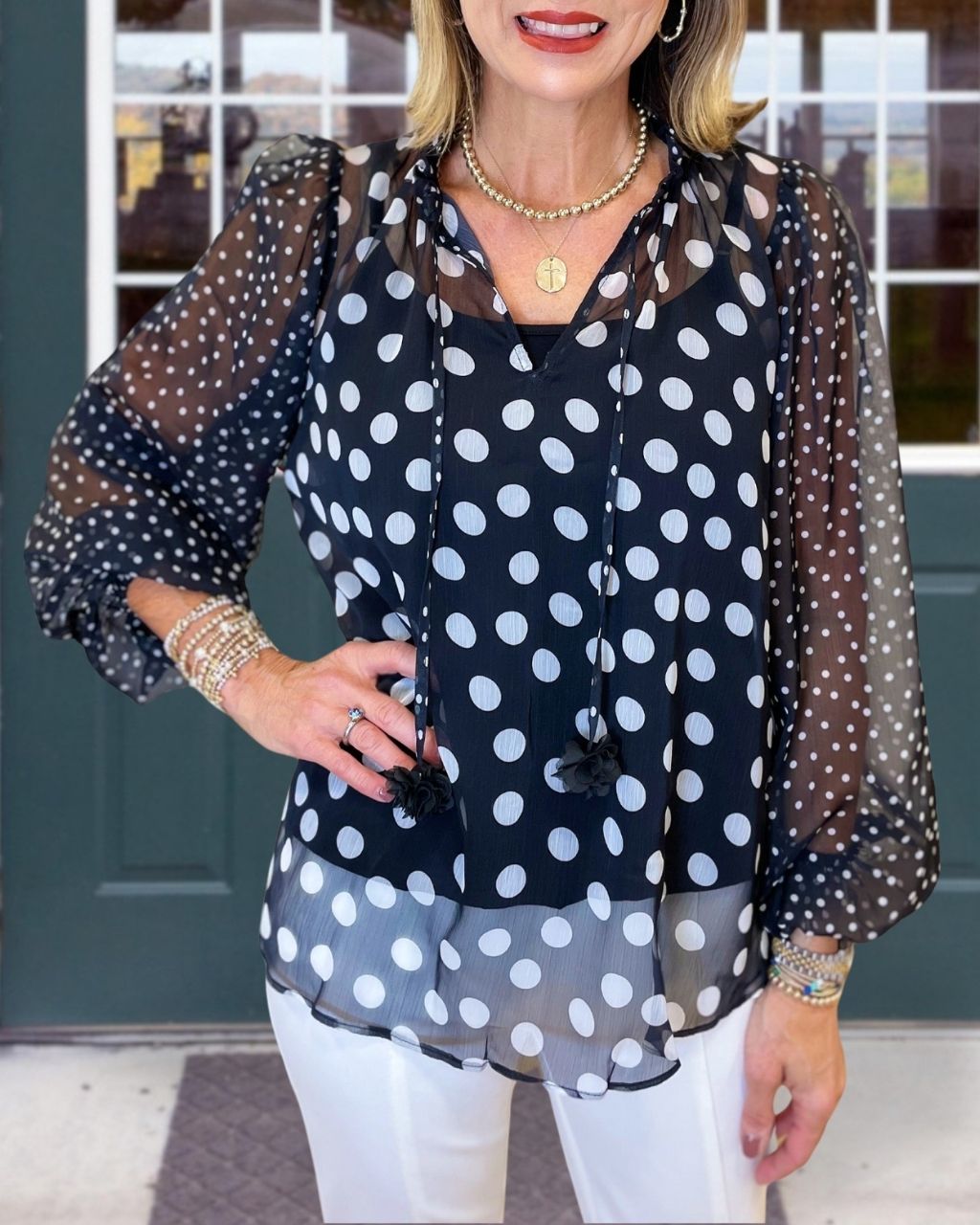 Polka Dot Chiffon Cover-up Top