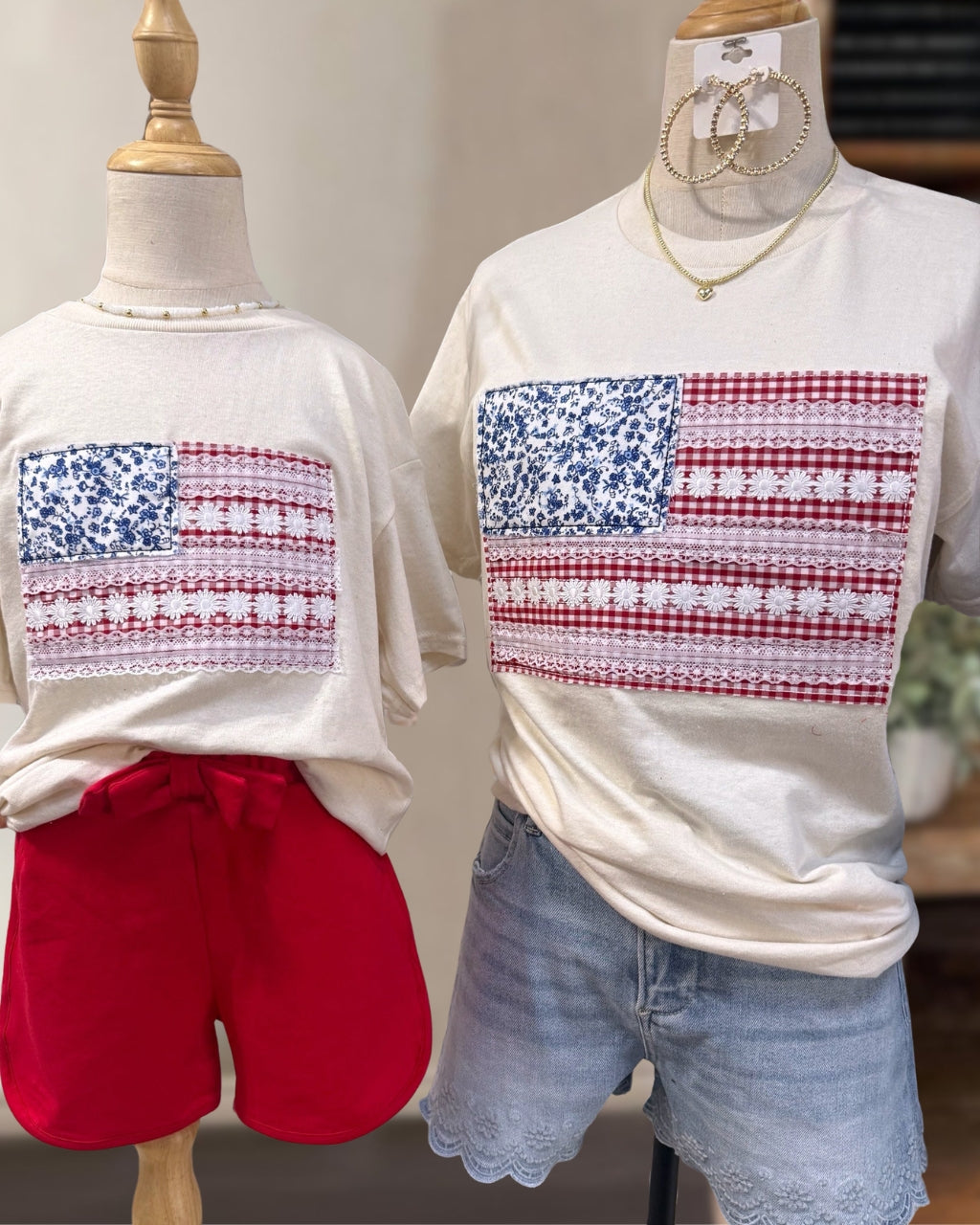 Floral Lace Flag Appliqué T-Shirt (Youth)