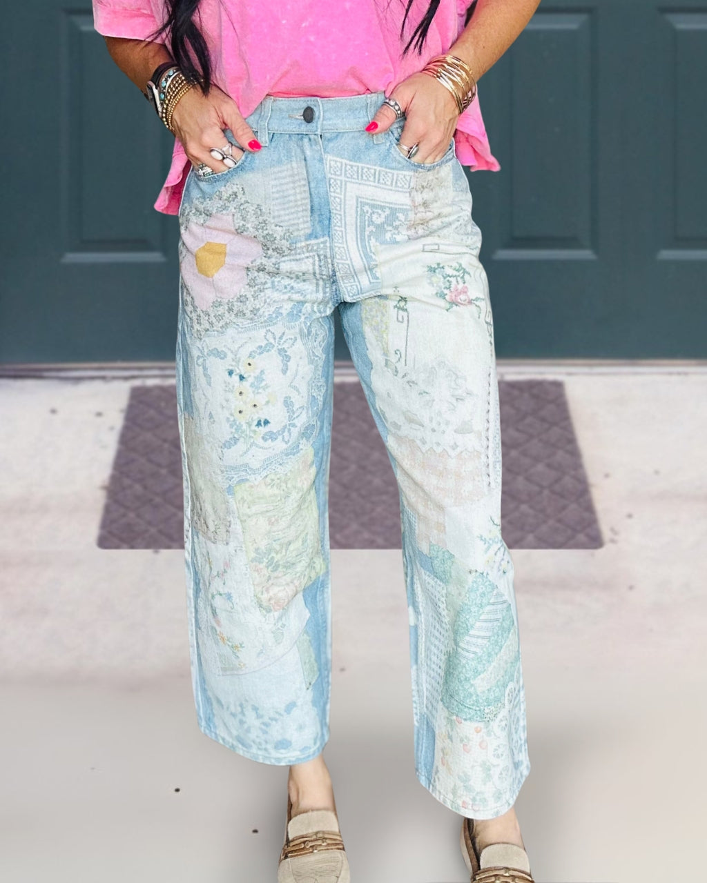 Vintage Floral Print Jeans