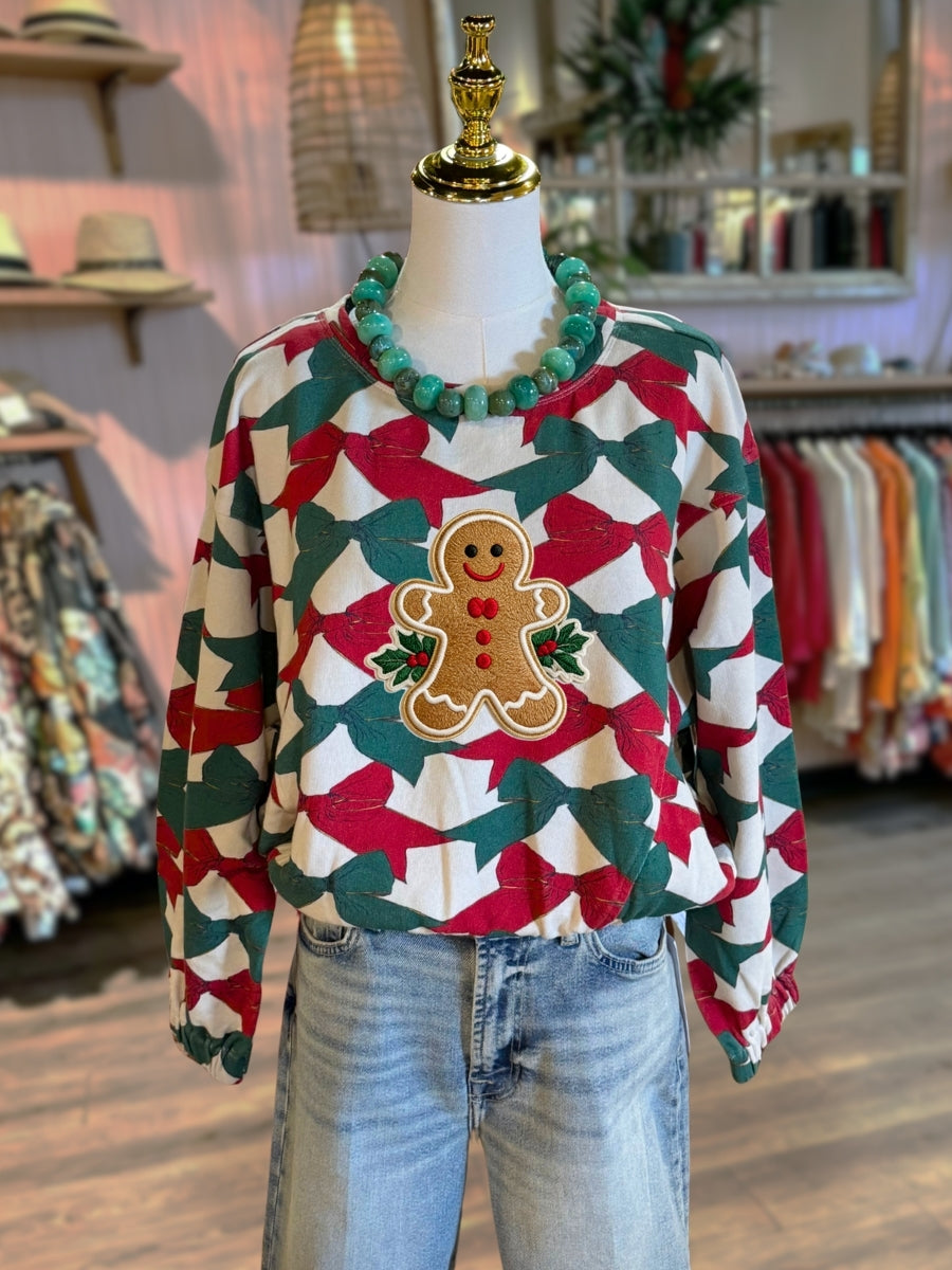 All-Over Bow Gingerbread Man Pullover
