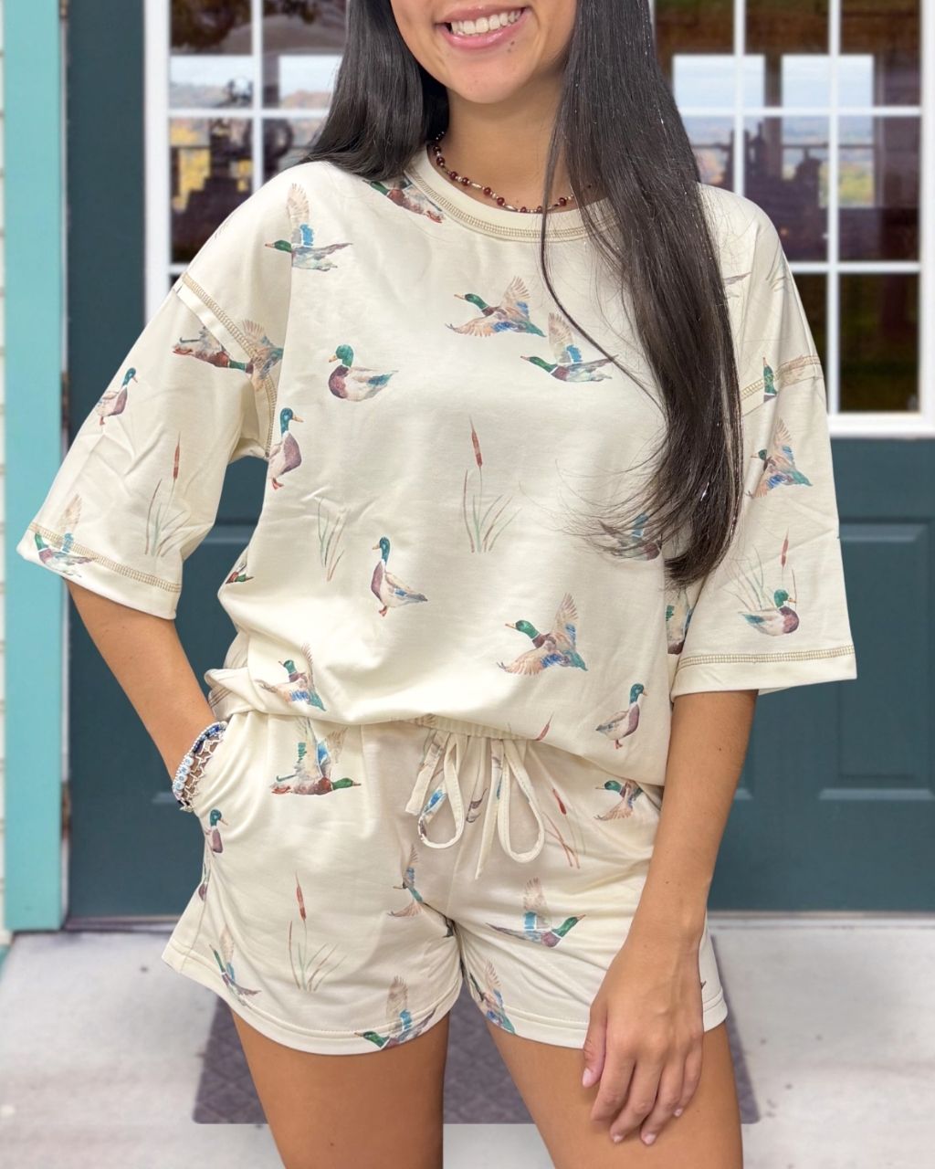 Wild Duck Pattern Shorts Set