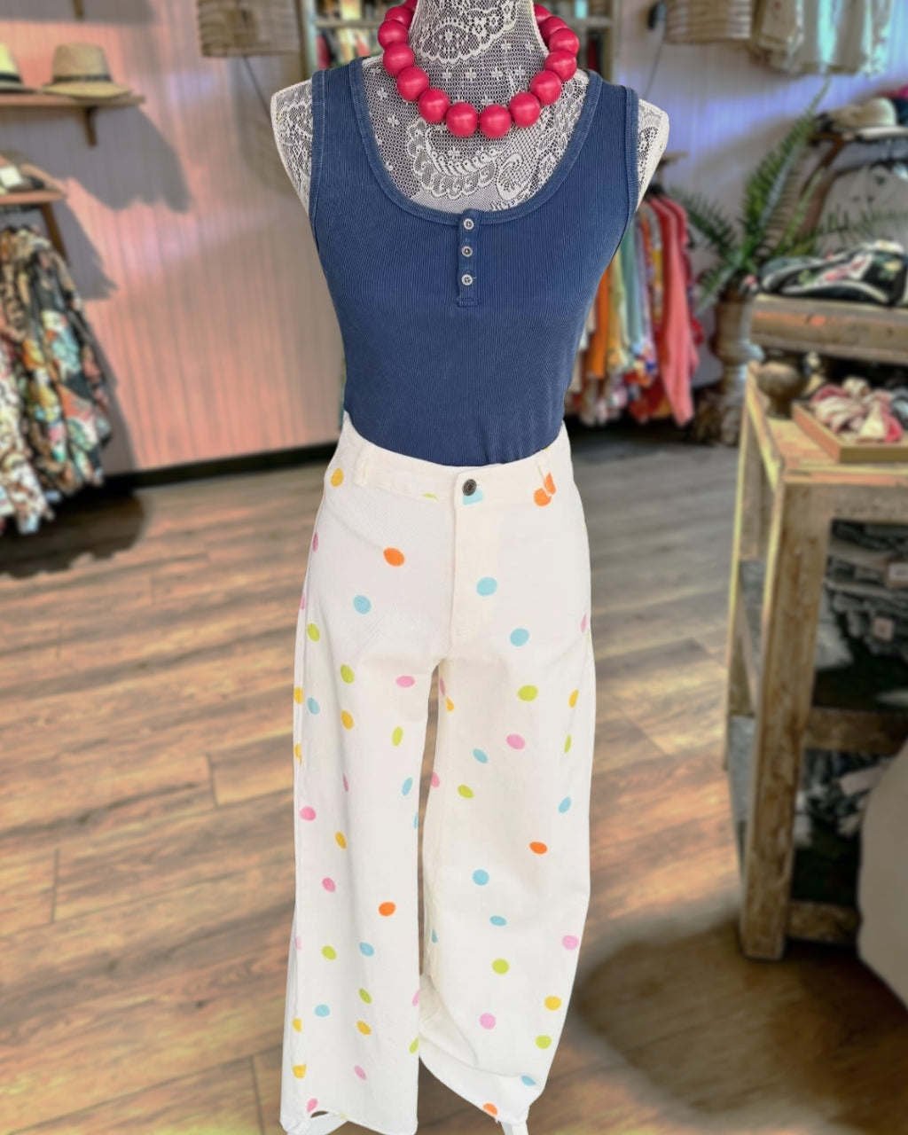Rainbow Dot Wide Leg Pants