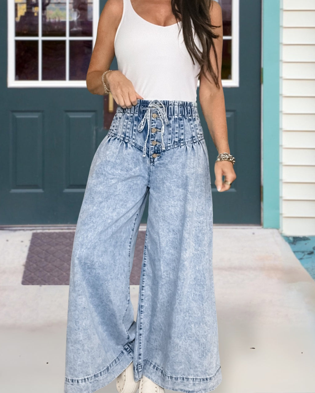 Retro Pintuck Wide Leg Pants
