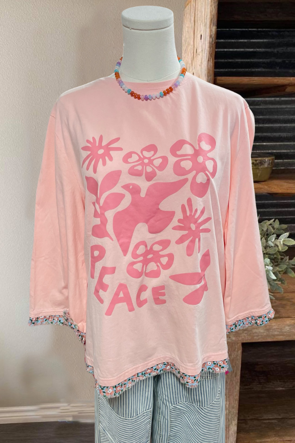 PEACE Floral Crewneck Top