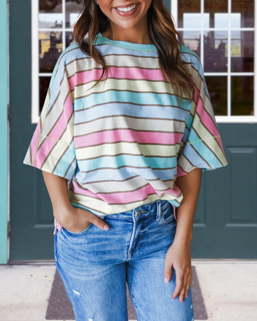 Fresh Color-block Striped Top