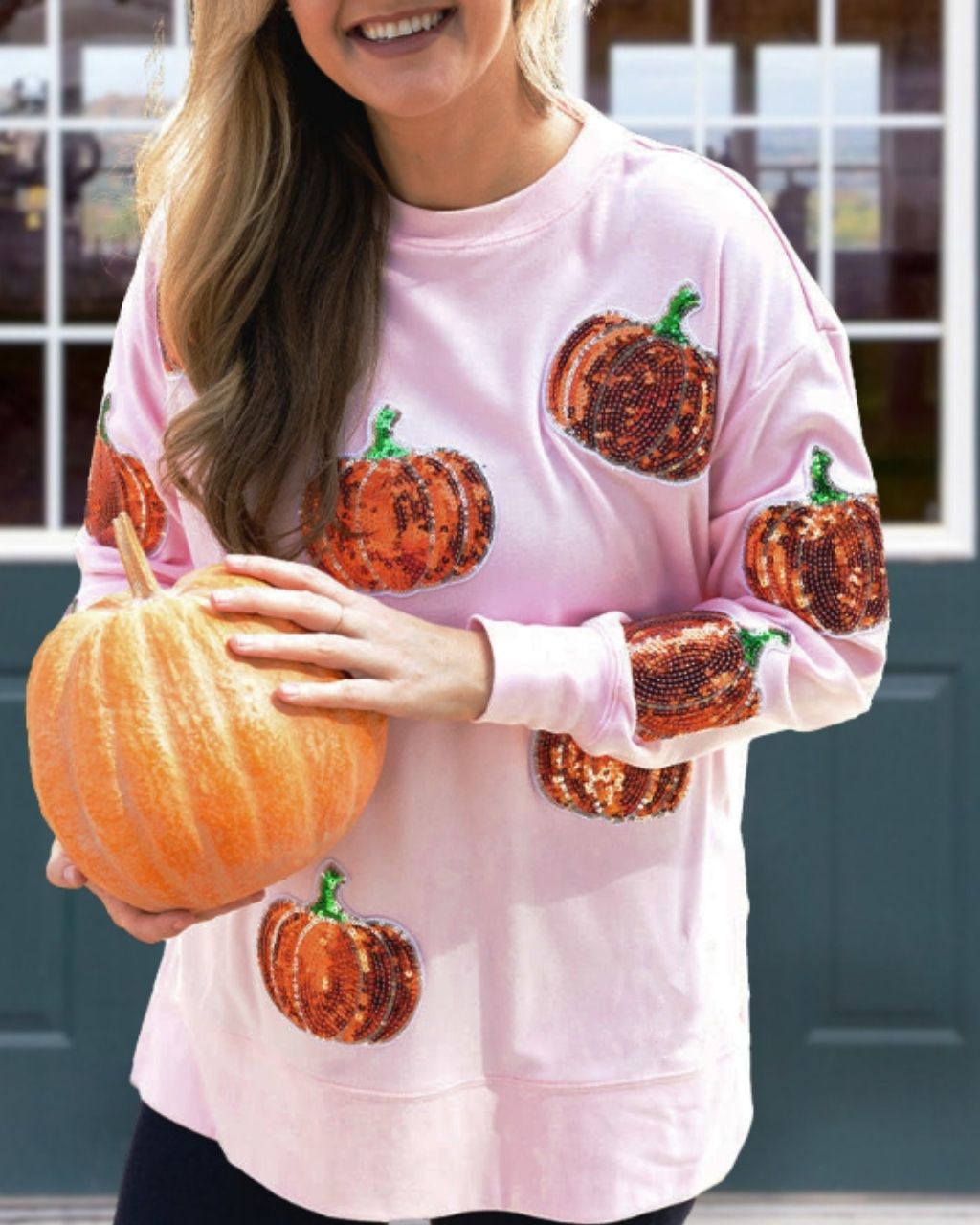 Autumn Sequin Pumpkin Top