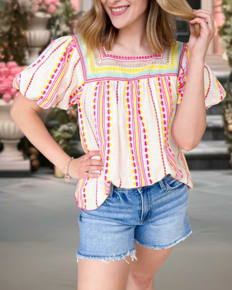 Vibrant Fiesta Neon Blouse