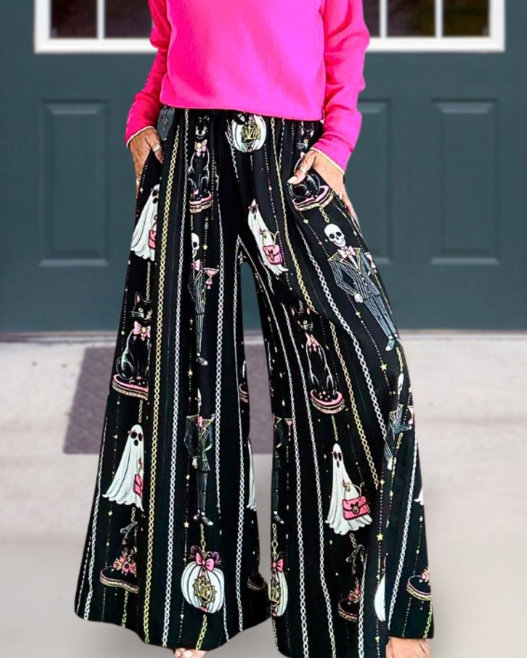 Halloween Vintage Ghost Satin Pants