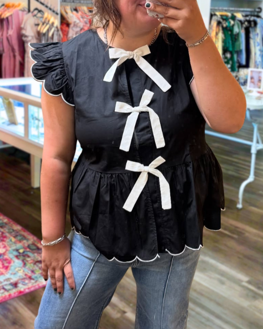Wave Trim Bow Detail Top