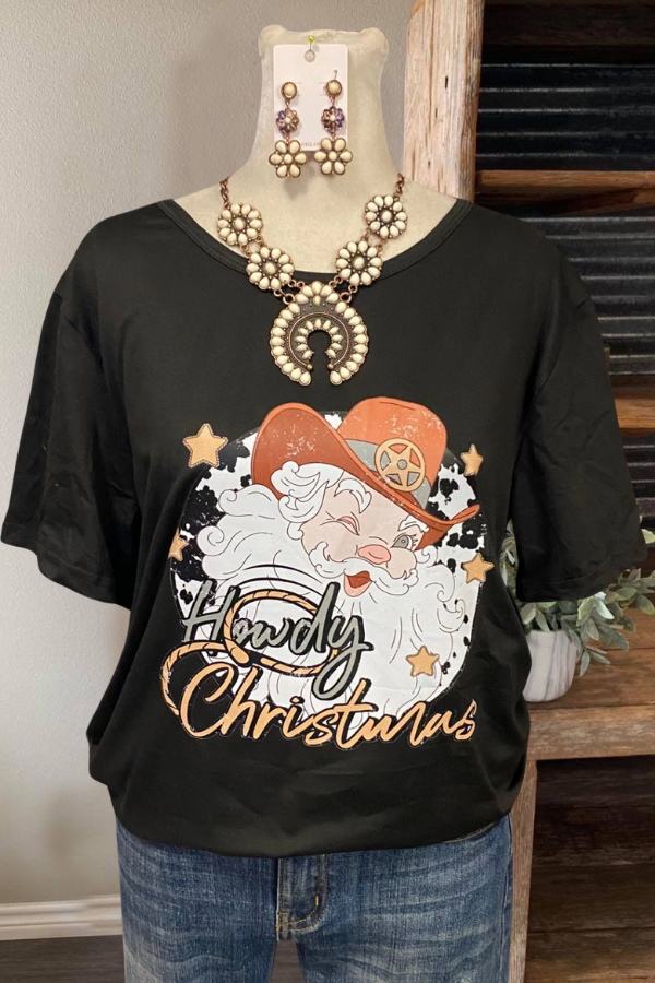 Howdy Christmas Western Cowboy Tee