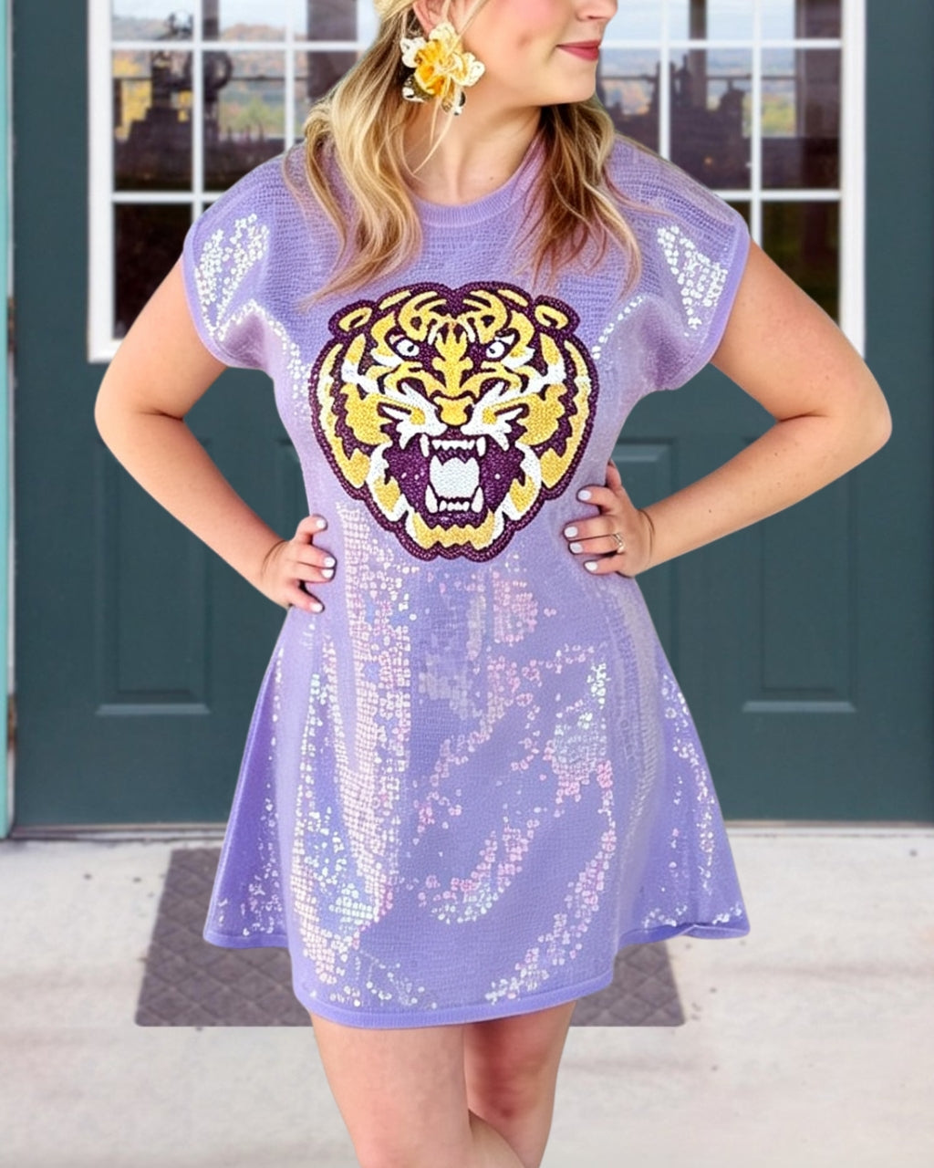 All Over Sequin Tiger Dress