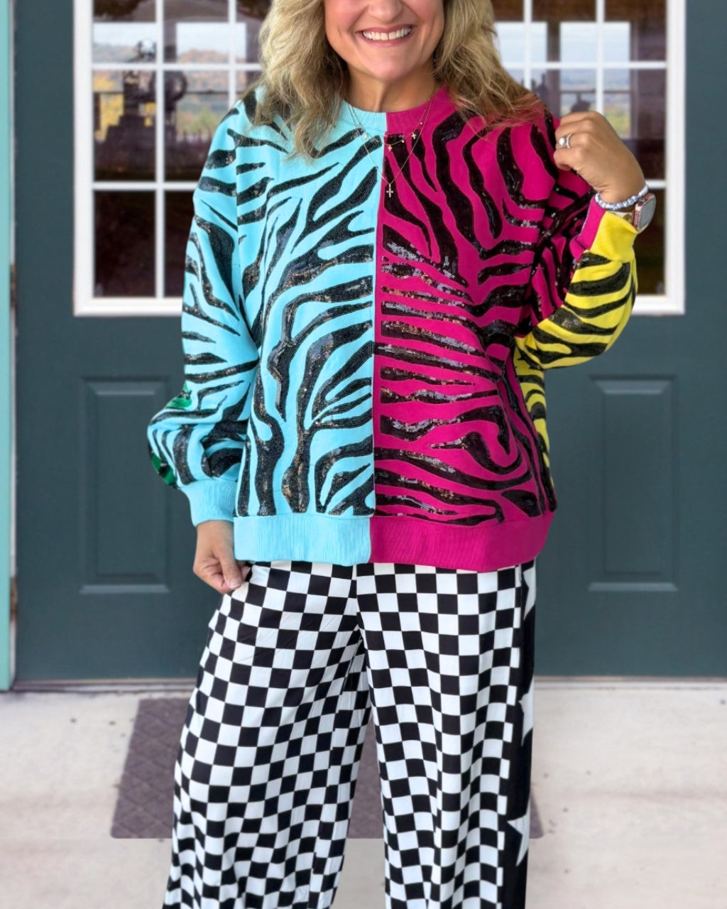 Tiger Sequin Colorblock Sweatshirt