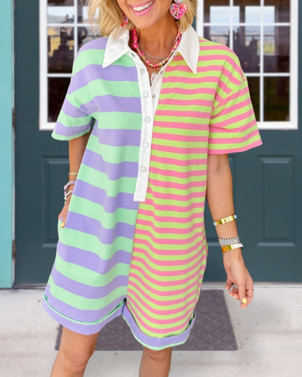 Chic Striped Contrast Jumpsuit