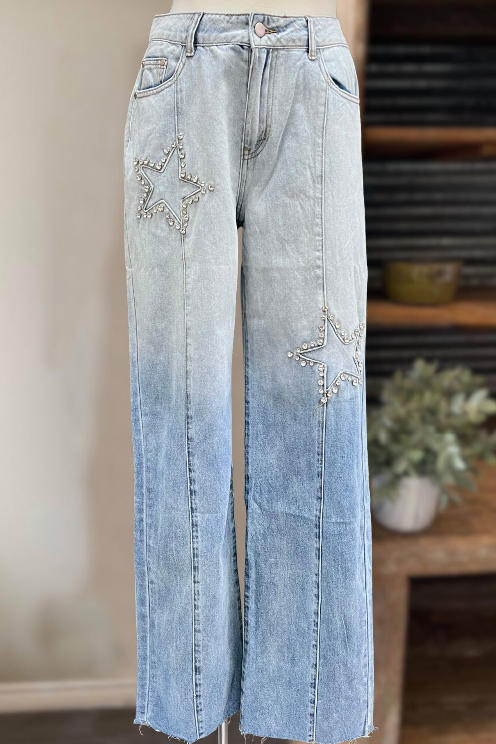 Radiant Rhinestone Star Ombre Jeans