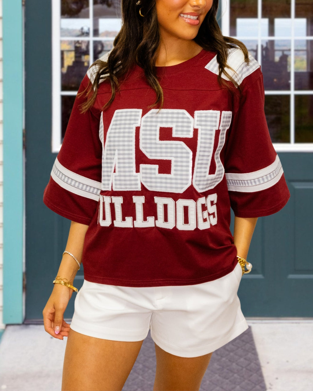 Throwback Style Gingham Oversized Tee