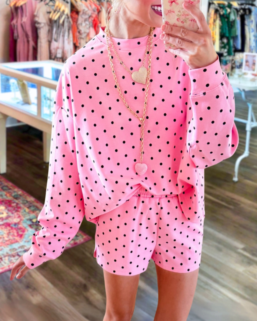 Casual Polka Dot Shorts Set