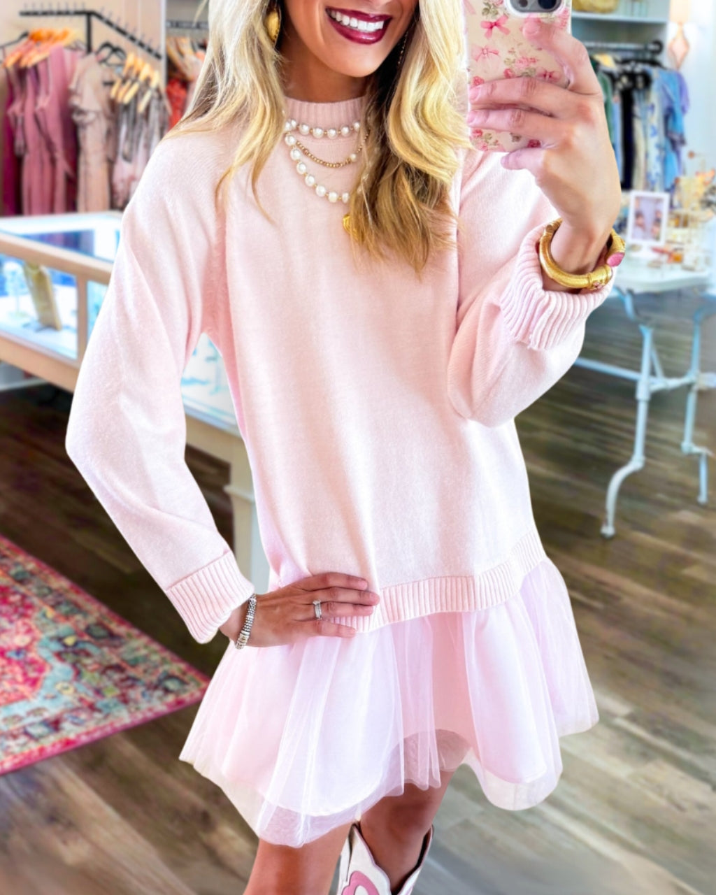 Playful Tulle Trim Mini Dress