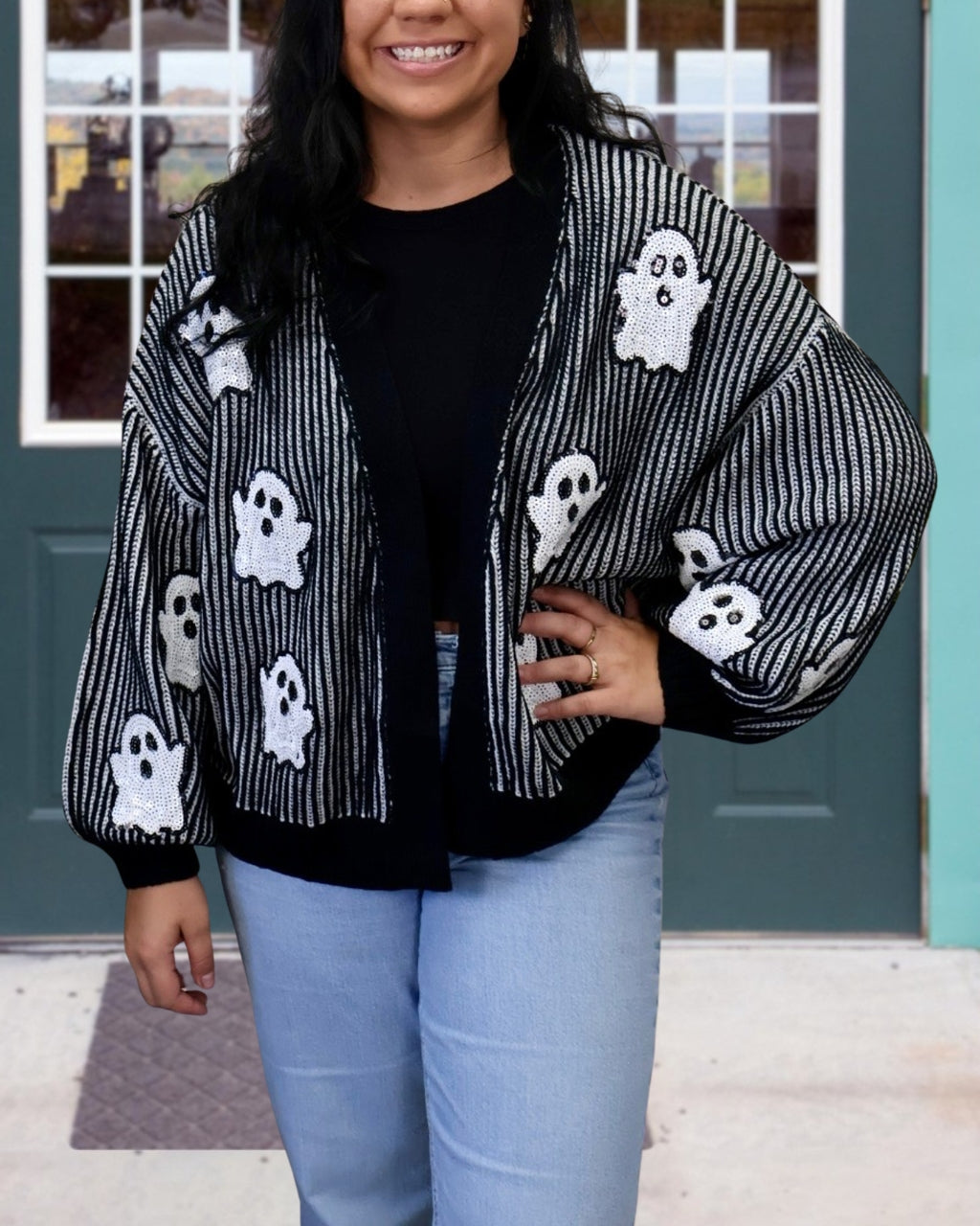 Ghost Sequin Striped Cardigan