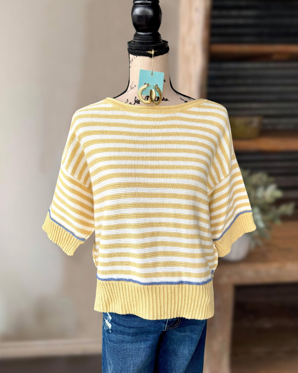 Knit Striped Crewneck Top