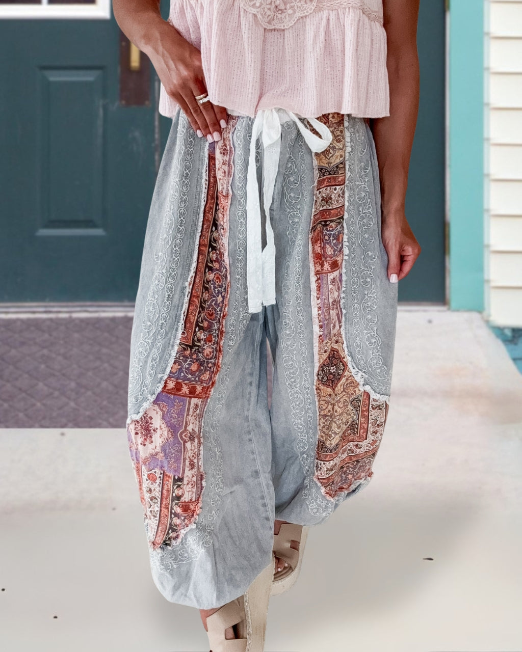 Bohemian Floral Patchwork Pants
