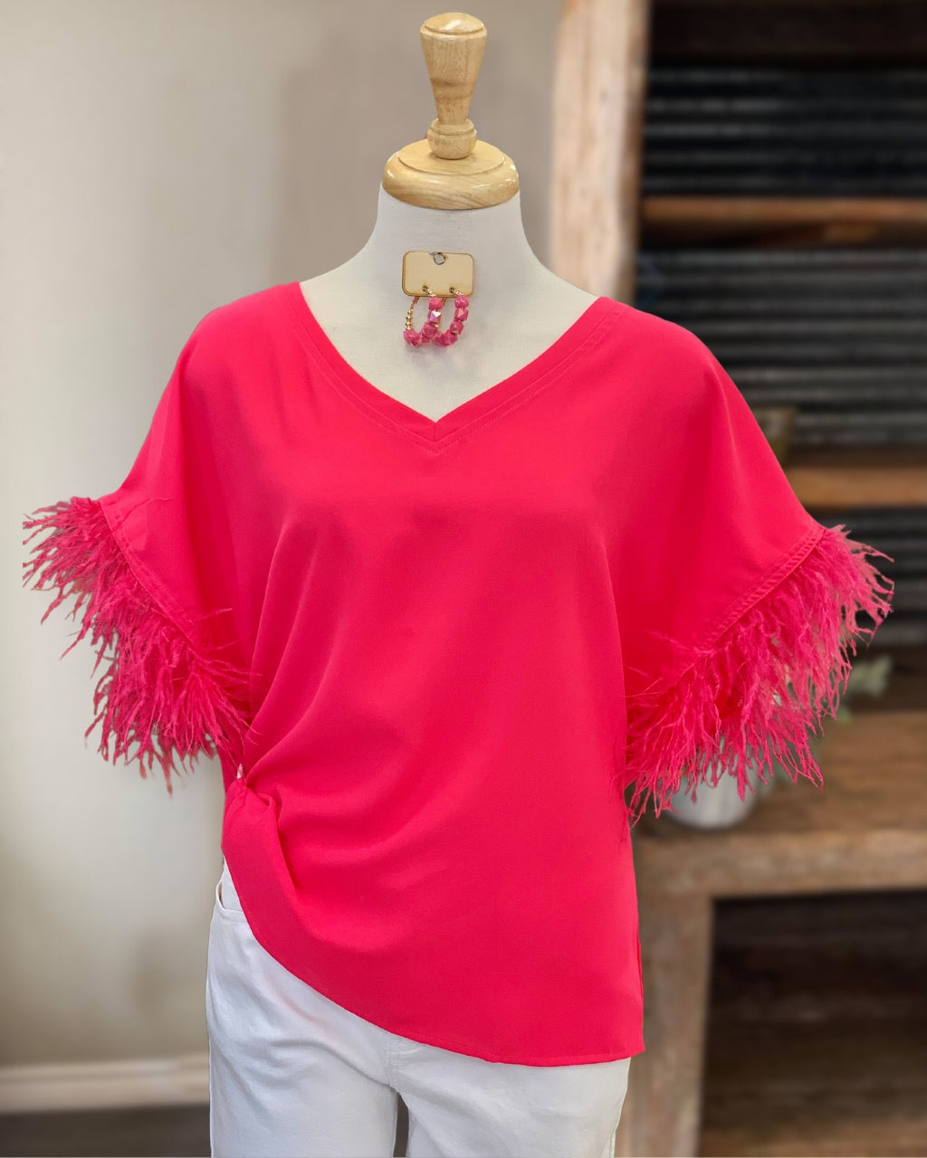 Flamingo Feather Top-Red