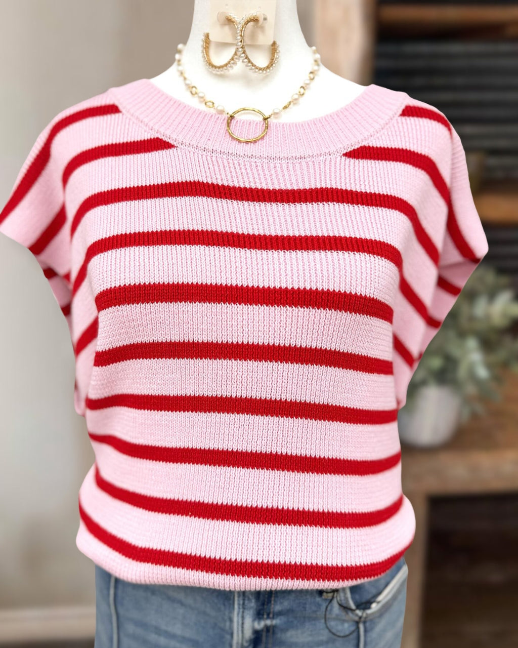 Color-blocked Striped Knit Top
